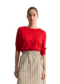 Marc O'Polo Longsleeve MARC O'POLO DENIM, Damen, Gr. XL, carmine rot, Single Jersey, Obermaterial: 100% Baumwolle, relaxed fit, U-Boot-Ausschnitt, Shirts Longsleeve, relaxed fit mit Raglan-&Auml;rmeln, U-Boot-Ausschnitt