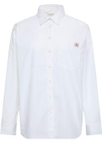 Hemdbluse Calvin Klein Jeans "COTTON POPLIN RELAXED SHIRT", Damen, Gr. S (38), brilliant wei&szlig;, Web, Obermaterial: 100% Baumwolle, unifarben, regular fit normal, Rundhals, eingesetzt Manschette, Blusen Hemdbluse, Regular fit mit Hemdblusenkragen