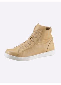 Stiefelette, Damen, Gr. 37, beige (sand), Leder, Schuhe Stiefelette