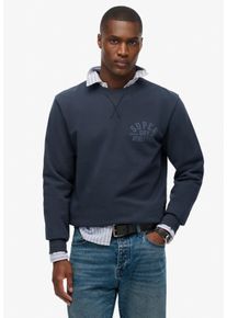 Sweatshirt Superdry "ATHLETIC ESS CREW", Herren, Gr. S, eclipse navy, angeraute Sweatware, Obermaterial: 80% Baumwolle, 20% Polyester, bedruckt, loose fit normal, Rundhals, Rippb&uuml;ndchen, Sweatshirts Sweatshirt