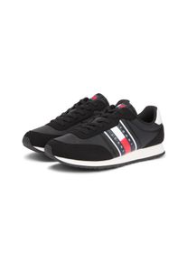 Sneaker Tommy Jeans "TJM CLASSIC RUNNER", Herren, Gr. 42, schwarz, Textil, Veloursleder, unifarben mit Farbeins&auml;tzen, Schuhe Sneaker, Freizeitschuh, Halbschuh, Schn&uuml;rer mit Kontrastbes&auml;tzen