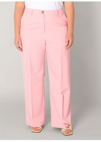 Bundfaltenhose Base Level Curvy "Yunia", Damen, Gr. 46, L&auml;nge 32, soft pink, Web, Obermaterial: 80% Polyester, 16% Viskose, 4% Elasthan, unifarben, normal lang, Hosen Bundfaltenhose, mit Viskose und Stretch