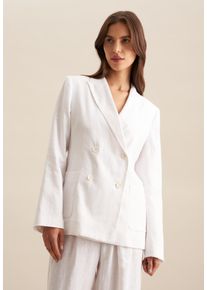 Jackenblazer Seidensticker "Schwarze Rose", Damen, Gr. 46, wei&szlig;, 100% Leinen, unifarben, Blazer Jackenblazer