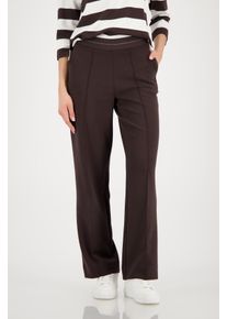 Jogger Pants monari "Basic Lurex", Damen, Gr. 46, N-Gr, dk chocolate, Web, Obermaterial: 55% Polyester, 38% Viskose, 7% Elasthan. B&uuml;ndchen: 80% Polyester, 20% Elasthan, unifarben, straight fit lang, Hosen Jogger Pants, elastischer Bund mit Glitzerstreifen, Straight Fit