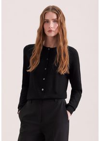 Strickjacke Seidensticker, Herren, Gr. M, schwarz, 90% Wolle, 10% Seide, unifarben, regular fit, Strickjacken Strickjacke, Cardigan