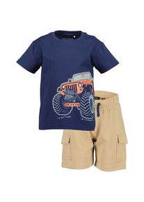 T-Shirt Blue Seven "Blue Seven Jungen Set aus T-Shirt mit Traktor und Shorts", Jungen, Gr. 98, 5750, dk blau, 100% Baumwolle, normal, Rundhals, Shirts T-Shirt