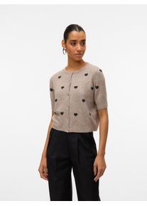 V&eacute;ro Moda Strickjacke VERO MODA "VMDOFFY INTARSIA 2/4 O-NCK CARDIGAN NOOS", Herren, Gr. L, moon rock detail:w schwarz hearts, Strick, Obermaterial: 94% Polyester, 3% Elasthan, 3% Nylon, gemustert, regular fit, Rundhals, Rippstrickb&uuml;ndchen, Strickjacken Strickjacke