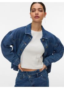 V&eacute;ro Moda Jeansjacke VERO MODA "VMJAMIE LS DENIM SHACKET MIX NOOS", Damen, Gr. XS, medium blau denim, Denim/Jeans, Obermaterial: 80% Baumwolle, 20% Polyester, unifarben, loose fit normal, Jacken Jeansjacke, Baumwollmischung