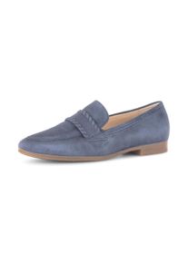 Slipper Gabor "FLORENZ", Damen, Gr. 41, blau, Veloursleder, Schuhe Slipper, Blockabsatz, Schlupfschuh, Businessschuh mit Zierriegel, G-Weite
