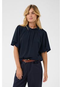 Kurzarmbluse Saint Tropez "AileenSZ Flared Blouse", Damen, Gr. S, schwarz, Web, Obermaterial: 100% Polyester, unifarben, regular fit normal, Rundhals, Blusen Kurzarmbluse, Kunstfaser, Regular fit, Topseller