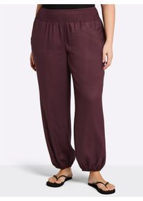 Schlupfhose sheego, Damen, Gr. 52, Normalgr&ouml;&szlig;en, burgund, 100% Viskose, unifarben, Hosen Schlupfhose