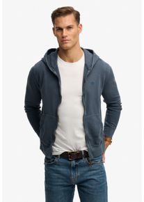 Kapuzensweatjacke Superdry "CLASSIC ESSENTIAL ZIPHOOD", Herren, Gr. M, dry slate blau, angeraute Sweatware, Obermaterial: 100% Baumwolle, unifarben, relaxed fit normal, Sweatjacken Kapuzensweatjacke, Topseller
