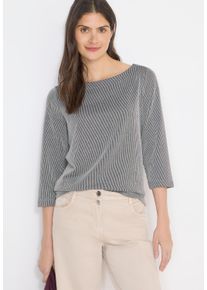 3/4-Arm-Shirt Cecil, Damen, Gr. S (38), universal blau, Jersey, Obermaterial: 53% Viskose, 41% Polyester, 6% Elasthan, regular fit normal, U-Boot-Ausschnitt, Shirts 3/4-Arm-Shirt, mit Streifen Muster