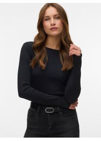 V&eacute;ro Moda Langarmshirt VERO MODA "VMRUBY LS TOP JRS NOOS", Damen, Gr. L, schwarz, Rippware, Obermaterial: 93% Baumwolle, 7% Elasthan, unifarben, normal taillenbedeckt, U-Boot-Ausschnitt, Shirts Langarmshirt, Baumwollmischung