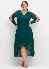 Abendkleid "Abendkleid", Damen, Gr. 48, Normalgr&ouml;&szlig;en, gr&uuml;n (dunkelgr&uuml;n), 100% Polyester, unifarben, lang, V-Ausschnitt, Kleider Abendkleid