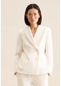 Jackenblazer Seidensticker "Schwarze Rose", Damen, Gr. 46, beige (ecru), 65% Polyester, 28% Viskose, 7% Elasthan, unifarben, Blazer Jackenblazer