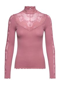 Langarmshirt rosemunde "Beatha silk shirt", Damen, Gr. XL, rosa (altros&eacute;), Web, Obermaterial: 55% Seide, 45% Baumwolle, unifarben, figurbetont h&uuml;ftlang, ohne Ausschnitt, Shirts Langarmshirt, mit Spitze, langen &Auml;rmeln, weicher Seidenmix
