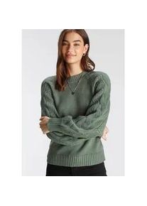 Strickpullover Tamaris, Damen, Gr. 40/42 (M), gr&uuml;n (salbei), Feinstrick, Obermaterial: 50% Viskose, 28% Polyester, 22% Polyamid, unifarben, regular fit h&uuml;ftlang, Rundhals, Raglan&auml;rmel Rippstrickb&uuml;ndchen, Pullover Strickpullover, mit Rundhals-Ausschnitt und Zopfmuster