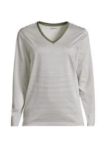 LANDS' END Supima&reg; Langarm-Shirt mit V-Ausschnitt, Damen,  Gr&uuml;n, Baumwolle, by Lands' End