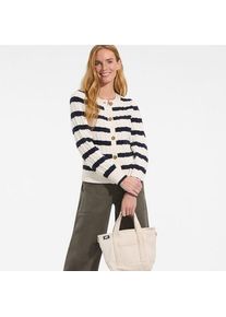 LANDS' END Zopfmuster-Cardigan DRIFTER mit Ballon&auml;rmeln, Damen,  Blau, Baumwolle, by Lands' End
