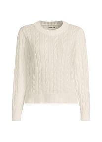 LANDS' END Zopfmuster-Pullover DRIFTER, Damen,  Wei&szlig;, Baumwolle, by Lands' End