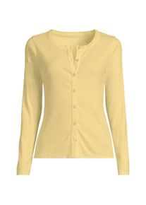 LANDS' END Rippshirt mit durchgehender Knopfreihe, Damen,  Gelb, Elasthan/Baumwoll-Mischung, by Lands' End