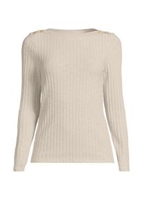 LANDS' END Rippstrick-Shirt mit U-Boot-Ausschnitt, Damen,  Beige, Elasthan/Baumwoll-Mischung/Polyester-Mischung, by Lands' End