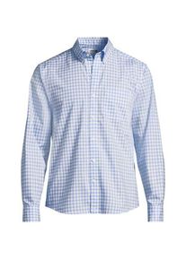 LANDS' END Gemustertes Popeline-Hemd mit langen &Auml;rmeln, Herren,  Blau, Baumwolle, by Lands' End