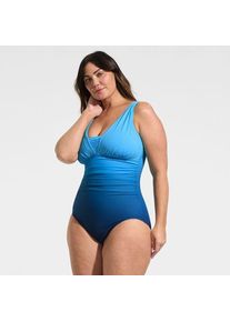 LANDS' END Shape-Badeanzug mit V-Ausschnitt und verstellbaren Tr&auml;gern SLENDER f&uuml;r Damen in Plus-Gr&ouml;&szlig;e, Damen, size: plus, Blau, Nylon-Mischung, by Lands' End