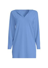 LANDS' END Langes Kapuzen-Badeshirt, Damen,  Blau, Nylon-Mischung, by Lands' End