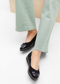 bonprix Ballerinas mit gepolsterter Innensohle, schwarz, Gr.42, Bequeme Komfort Ballerina mit Schleife, aus Vegan