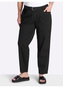 sheego Gro&szlig;e Gr&ouml;&szlig;en Chinohose mit G&uuml;rtel, schwarz, Gr&ouml;&szlig;e 56 - Damen