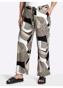 sheego Gro&szlig;e Gr&ouml;&szlig;en Marlene-Hose mit Grafikprint, schwarz-grau-bedruckt, Gr&ouml;&szlig;e 48 - Damen