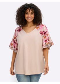 sheego by Joe Browns sheego Gro&szlig;e Gr&ouml;&szlig;en Tunika im Materialmix, apricot-fuchsia-gemustert, Gr&ouml;&szlig;e 44 - Damen