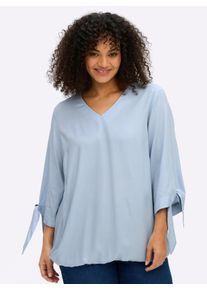 sheego Gro&szlig;e Gr&ouml;&szlig;en Tunika mit Bindeband am &Auml;rmel, eisblau, Gr&ouml;&szlig;e 52 - Damen