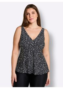 sheego Gro&szlig;e Gr&ouml;&szlig;en Tankini-Oberteil mit V-Ausschnitt, schwarz-wei&szlig;-bedruckt, Gr&ouml;&szlig;e 52C - Damen