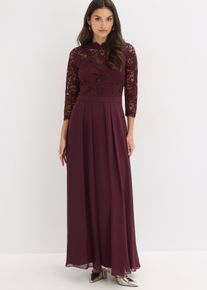 bonprix Maxikleid mit Spitze, rot, Gr.50, Bezauberndes Abendkleid mit Spitze im Oberteil und einem Rock aus strukturiertem Crepe sowie einem &uuml;berlappendem Rock aus feinem Chiffon.