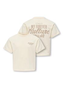 T-Shirt KIDS Only "KOGVILLA LIFE S/S BOXY PRINTED TOP JRS", M&auml;dchen, Gr. 122/128, tofu print, Jersey, Obermaterial: 100% Baumwolle, unifarben, bequem taillenbedeckt, Rundhals, Shirts T-Shirt, in dezenter Boxy-Form