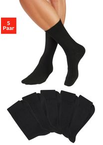 H.I.S. Businesssocken H.I.S, Damen, Gr. 47-48, 5x schwarz, Baumwollmischung, unifarben, elastisch, Socken Businesssocken, mit dezent eingestrickten Designs