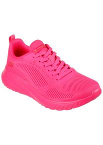Sneaker Skechers "BOBS SQUAD CHAOS-COOL RYTHMS", Damen, Gr. 39, pink (neonpink), Textil, unifarben, Schuhe Sneaker, Knitwear-Sneaker, Schn&uuml;rschuh in veganer Verarbeitung
