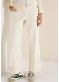 Weite Jeans Cecil "Style NEELE", Damen, Gr. 31, L&auml;nge 28, pearl beige, Denim/Jeans, Obermaterial: 92% Baumwolle, 6% Elastomultiester, 2% Elasthan. Futter: 52% Polyester, 48% Baumwolle, unifarben, normal lang, Jeans Weite Jeans, im 4-Pocket-Form und mit Stretch