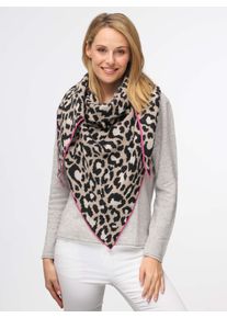 Dreieckstuch Zwillingsherz "Summer Lacey", Damen, pink (beige pink), Strick, Baumwollmischung, mehrfarbig, Modet&uuml;cher Dreieckstuch, Feinstrick, Leomuster, Neonkante