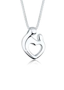 Kette mit Anh&auml;nger Elli "Halskette Mutter & Kind Herz Schmuck Geschenk 925 Silber" Gr. 45, silber, Halsketten, Damen, 45, ohne Stein, Silber 925 (Sterlingsilber), Kette mit Anh&auml;nger