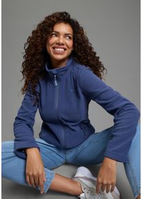 Fleecejacke OCEAN SPORTSWEAR, Damen, Gr. 36/38, jeans blau, Fleece, Obermaterial: 100% Polyester, kontrastfarbene Details, unifarben, normal, Jacken Fleecejacke, aus weichem Fleece-Material, unifarben, mit Logostickerei, Topseller