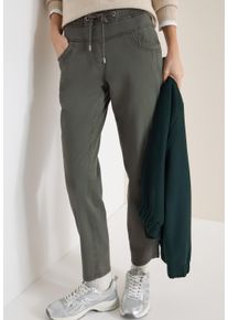 Stoffhose Cecil "Style Tracey", Damen, Gr. XXL (46), L&auml;nge 28, sea weed khaki, Web, Obermaterial: 56% Lyocell, 41% Baumwolle, 3% Elasthan. Futter: 100% Baumwolle, unifarben, normal lang, Hosen Stoffhose, mit elastischem Bund und Kordelzug