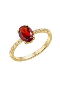 Fingerring Firetti "Schmuck Geschenk Gold 333 Damenring Ring ovale Form" Gr. 58, gelbgoldfarben, rot, kristallwei&szlig;, Fingerringe, Damen, 58, Gelbgold 333, 2mm, Fingerring, mit Granat, Zirkonia (synth.)