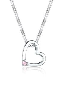 Silberkette Elli "Halskette Herz Schmuck Geschenk mit Kristallen von Swarovski 925 Sterling Silber" Gr. 55, rosa, Halsketten, Damen, 55,mit Stein, Silber 925 (Sterlingsilber), Silberkette