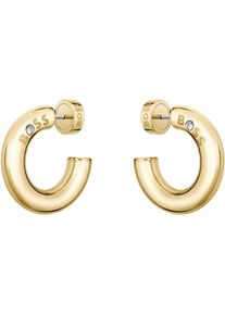Paar Creolen BOSS "LIVE", gold (gelbgoldfarben, edelstahlfarben, wei&szlig;, wei&szlig;), Ohrringe, Damen, 25mm, Edelstahl, Paar Creolen, mit Preciosa Crystal