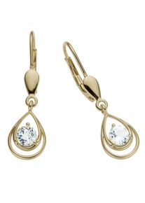 Paar Ohrh&auml;nger Firetti "Schmuck Geschenk Gold 333 Ohrschmuck Patentbrisur Tropfen Glitzer", bunt (gelbgoldfarben, hellblau, hellblau), Ohrringe, Damen, Gelbgold 333, Paar Ohrh&auml;nger, mit Blautopas (behandelt)