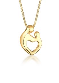Kette mit Anh&auml;nger Elli "Halskette Mutter & Kind Herz Schmuck Geschenk 925 Silber" Gr. 55, gold, Halsketten, Damen, 55, ohne Stein, Silber 925 (Sterlingsilber), Kette mit Anh&auml;nger